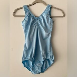 New Vintage Capezio Dance Baby Blue Runched Leotard Adult Large